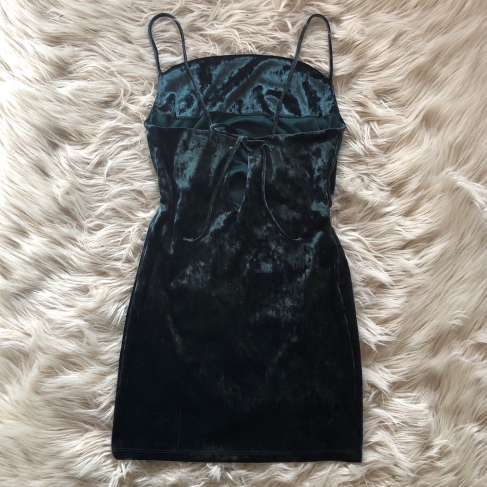 TOP SHOP GREEN VELVET cowl neck slip dress 2 - Picture 4 of 6